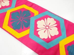 アンティーク　亀甲に花模様織り出し名古屋帯（着用可）